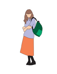 Young Woman Model - Color Vector Illustration SVG - Architecture People