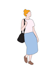 Young Woman Model - Color Vector Illustration SVG - Architecture People