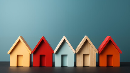 Row of Colorful Toy Houses