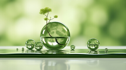 Plant Growing Inside Glass Sphere