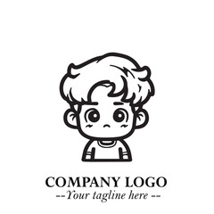 Black and White Chibi Boy Illustration with Jacket and Boots in Bold Thick Line Art Minimal Style