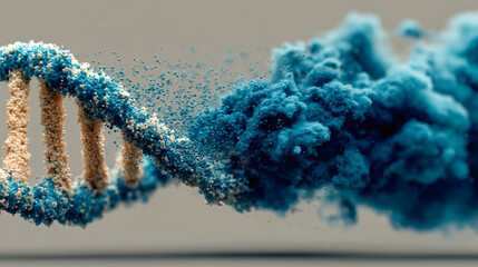 DNA Strand Dissolving into Particles