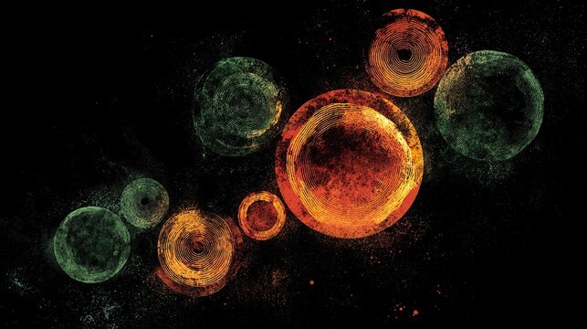 Abstract circular shapes with grunge texture