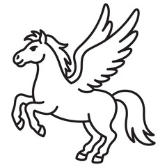 Elegant line art of a Pegasus in flight soaring with grace and power, perfect for branding, logos, or magical designs in your creative projects
