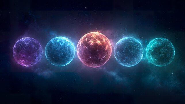 Abstract colorful spheres in space
