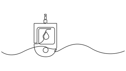 One continuous line drawing of Blood glucose meter test illustration. Medical health care concept. glucometer pharmacy equipment outline, Continuous one line drawing of diabetes equipment's © UzzalChandra