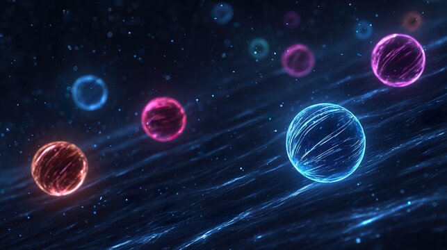 Abstract glow spheres in dark space