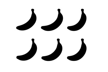 Black silhouette bananas arranged in a grid pattern on a white background
