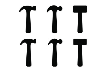 Various tool outlines showing hammers and mallets suitable for construction activities at workshops