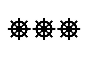 Modern nautical wheel icons in simple design for maritime decor or graphic projects