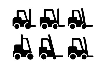 Naklejka premium Set of six forklift icons showing different angles and positions for graphic design and illustration use