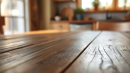 Rustic wooden table with natural textures, bathed in soft sunlight from a nearby window.
