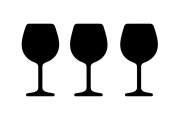 Three silhouette wine glasses arranged side by side on a plain background presenting a minimalist design