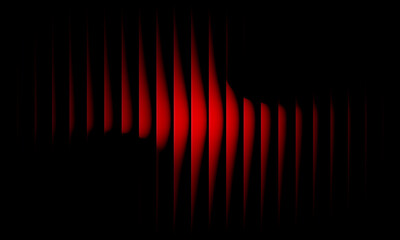 Red luminous wave gradient on black background — futuristic abstract light pattern with glowing lines, smooth energy motion, modern dark texture, sci-fi backdrop, elegant dynamic digital wallpaper