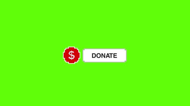 Button Donate green screen 4k | retro style