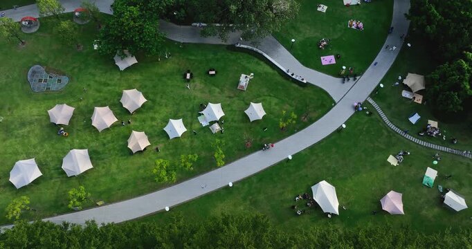 Aerial footage of weekend time in Guangzhou city, China
