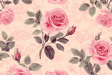 Elegant Pink Roses Floral Pattern on Soft Background Design