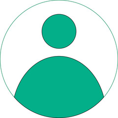User profile icon with green silhouette and white background