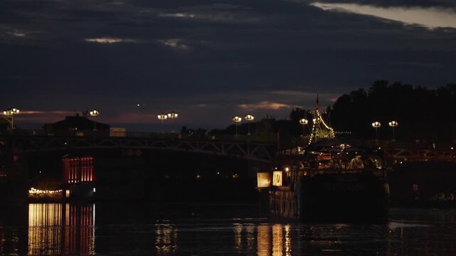 View of Garonne dock at sunset, Toulouse France