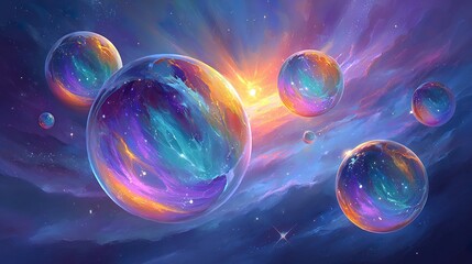 Colorful abstract space bubbles