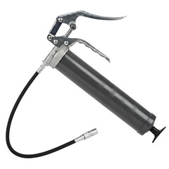 Manual grease gun with flexible hose isolated