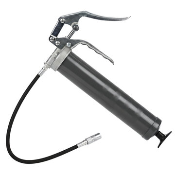 Manual grease gun with flexible hose isolated