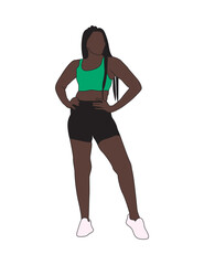 Young Healthy Black Athlete - Color Vector Illustration SVG - Architecture People