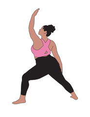 Young Plus-size Black Woman Exercising - Color Vector Illustration SVG - Architecture People