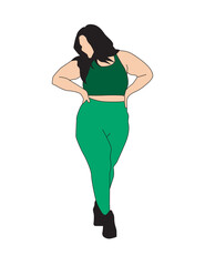 Young Plus-size Black Woman Exercising - Color Vector Illustration SVG - Architecture People
