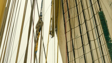 background - rigging and sails of an old tall ship