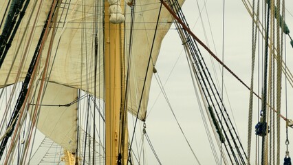 on board an old tall ship under sail