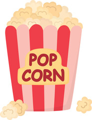 Paper bag of popcorn isolated on white background. Illustration with snack for cinema 