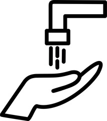 Washing hands icon. Hand and water tap icon. Vector graphics and not Artificial Intelligence, logo illustration. Replaceable vector design.
