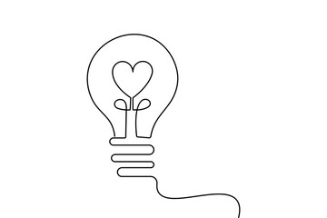 Light bulb continuous one line drawing minimalist style isolated outline vector illustration design
