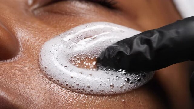 Applying Oxygen Bubble Gel Mask for Deep Cleansing and Skin Renewal &ndash; Ultra-Realistic Cinematic 4K Macro Video