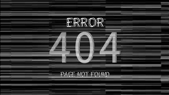 Error 404 Minimalist black background displaying &ldquo;Error 404 page not found&rdquo; in white pixel-style text, symbolizing website or server connection failure.


