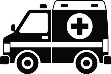 Ambulance vehicle side view icon for emergency medical services