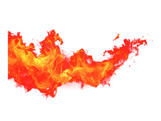 Dynamic fiery blaze with swirling red and orange flames on transparent background