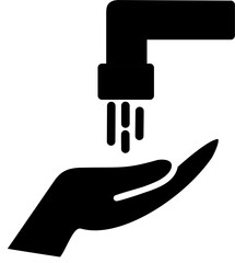 Washing hands icon. Hand and water tap icon. Vector graphics and not Artificial Intelligence, logo illustration. Replaceable vector design.