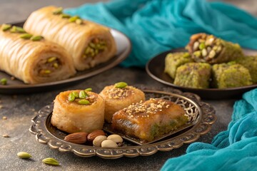 Maghrebi Cuisine Traditional Baklava Sellou Makrout Couscous Chebakia Tagine Ghriba Harira Moroccan Algerian Tunisian Food Authentic Cultural North African Gastronomy Heritage Ramadan Feast Artisanal.