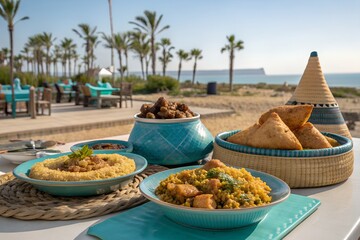 Maghrebi Cuisine Traditional Baklava Sellou Makrout Couscous Chebakia Tagine Ghriba Harira Moroccan Algerian Tunisian Food Authentic Cultural North African Gastronomy Heritage Ramadan Feast Artisanal.