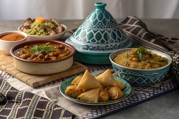 Maghrebi Cuisine Traditional Baklava Sellou Makrout Couscous Chebakia Tagine Ghriba Harira Moroccan Algerian Tunisian Food Authentic Cultural North African Gastronomy Heritage Ramadan Feast Artisanal.