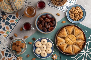 Maghrebi Cuisine Traditional Baklava Sellou Makrout Couscous Chebakia Tagine Ghriba Harira Moroccan Algerian Tunisian Food Authentic Cultural North African Gastronomy Heritage Ramadan Feast Artisanal.