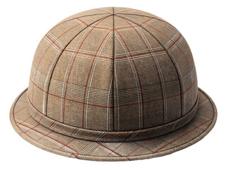Stylish brown plaid hat isolated on transparent background for men and women