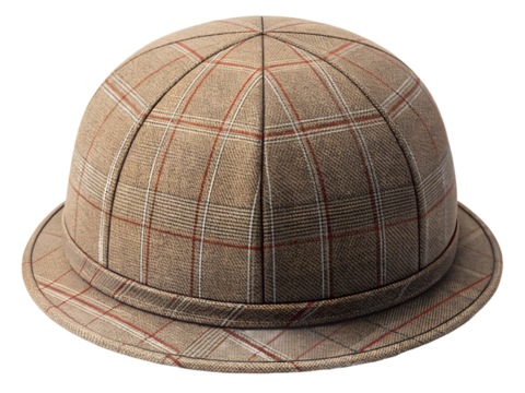 Stylish brown plaid hat isolated on transparent background for men and women