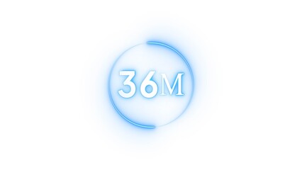 Congratulation 36M subscriber.  Neon number followers' illustration number.