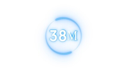 Congratulation 38M subscriber.  Neon number followers' illustration number.
