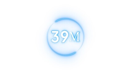 Congratulation 39M subscriber.  Neon number followers' illustration number.