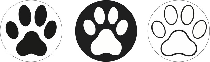 Paw Print Icon Set Vector Illustration | Animal Footprint Symbols Collection