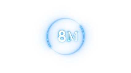 Congratulation 8M subscriber.  Neon number followers' illustration number.